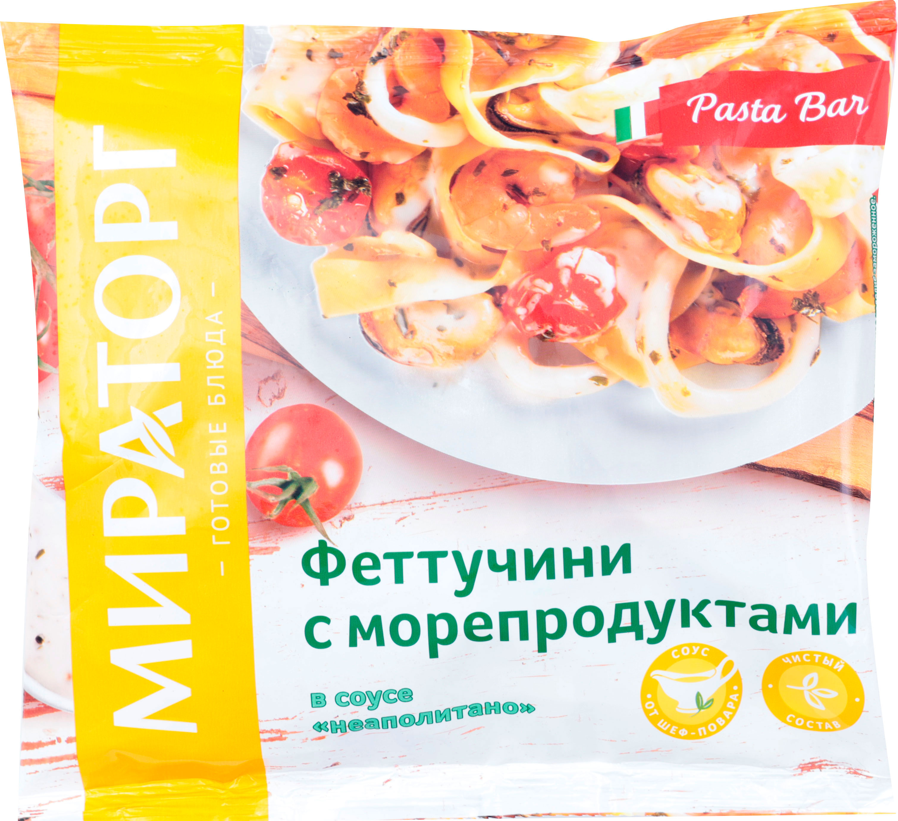 

Феттучини Vитамин с морепродуктами в соусе Неаполитано 400 Трио-Инвест