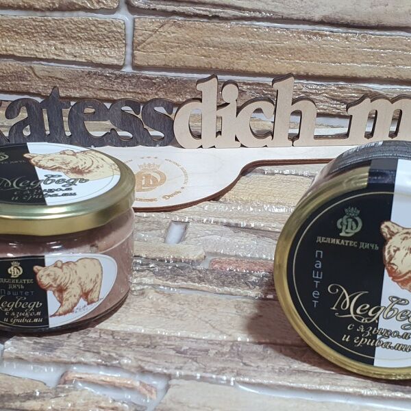 Паштет из мяса Медведя, с языком и грибами