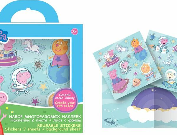 Набор Стикеров Peppa Pig + лист с фоном 1шт.