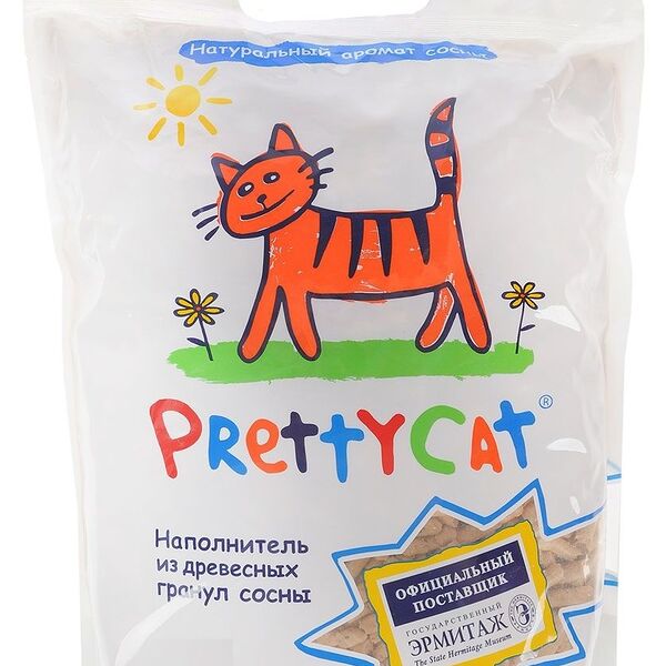 PrettyCat Wood Granules наполнитель древесный впитывающий 10 кг.