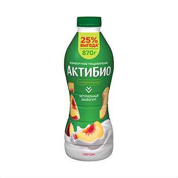 Биойогурт питьевой Актибио персик 1.5% 870г