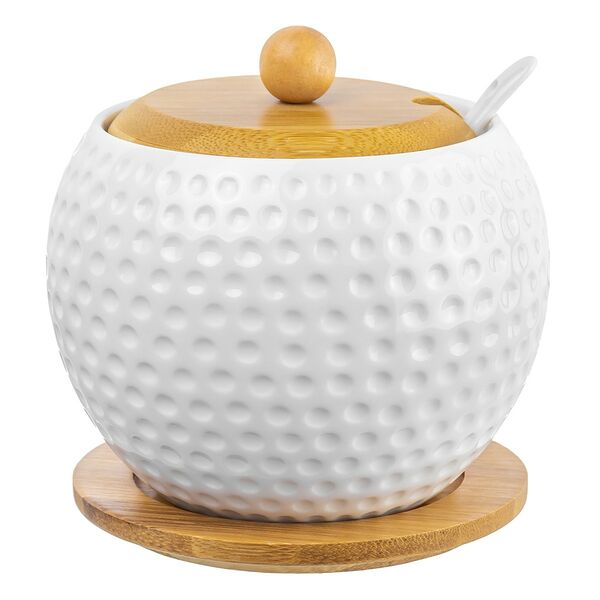 Сахарница с крышкой Сфера, 620 мл, фарфор/ дерево