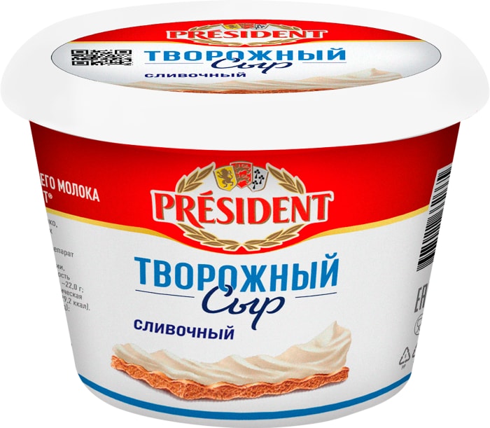 

Сыр творожный President сливочный 56% БЗМЖ 140 г