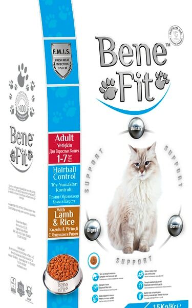 Сухой корм для кошек BeneFit Adult Hairball Control для выведения шерсти из желудка с ягненком и рисом 1.5кг
