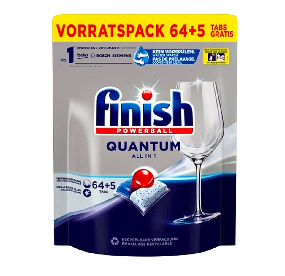 

Капсулы для посудомоечной машины, Finish Quantum, 64+5 шт., Польша