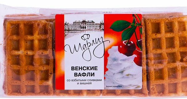 Вафли Шарлиз мягкие со взбитыми сливками и вишней, 150 г
