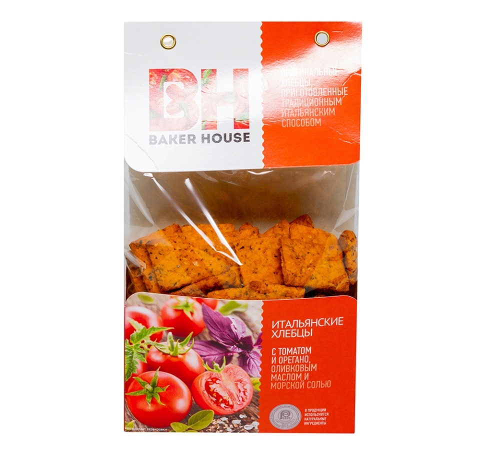 

Хлебцы Baker House Итальянские с томатом, орегано, оливковым маслом и морской солью 250 г