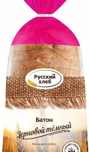 Батон зерновой тёмный Русский хлеб, нарезка