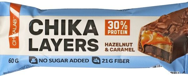 Батончик без сахара Chikalab layers Лесной орех с карамелью 60г