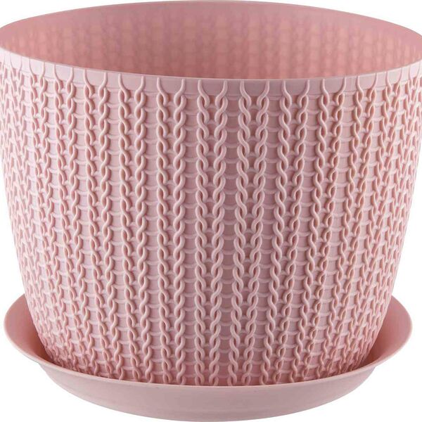 Кашпо с поддоном Idea Вязание Чайная роза, 18 см