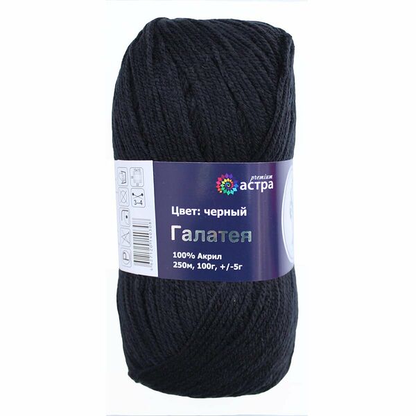 Пряжа Astra Premium 'Галатея' 100гр. 250м (100% акрил)(02 черный),шт