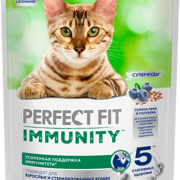 PERFECT FIT Корм д/взр кош сухой иммун гов/лён/голубик