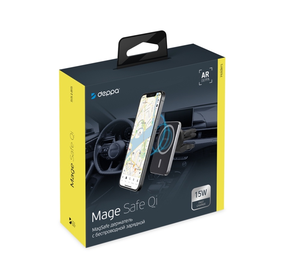 

Автомобильный держатель Deppa Mage Safe Qi для iPhone магнитный черный