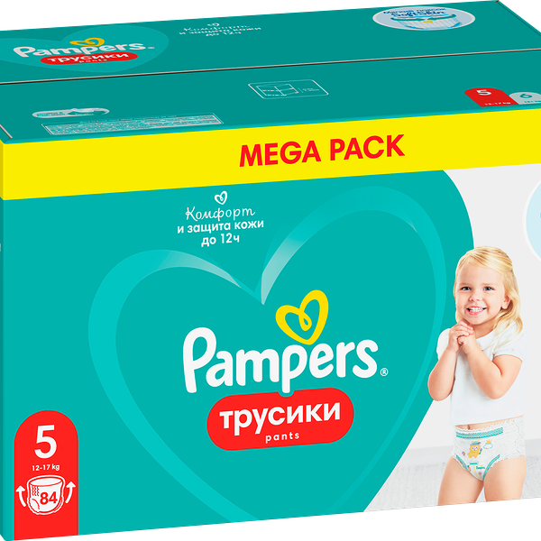 Подгузники-трусики для мальчиков и девочек PAMPERS Pants Mega Junior 12–17кг, 84шт