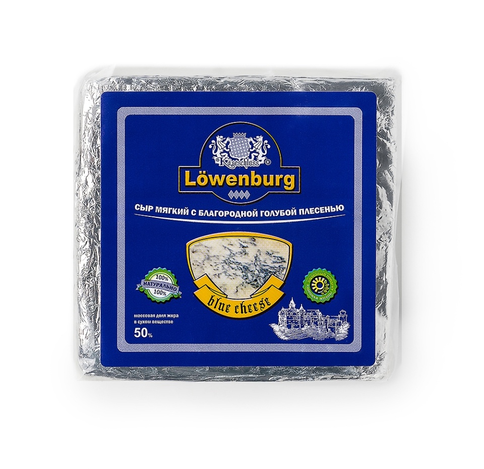 

Сыр мягкий Lowenburg 50% с благородной голубой плесенью Kaseschloss, Россия