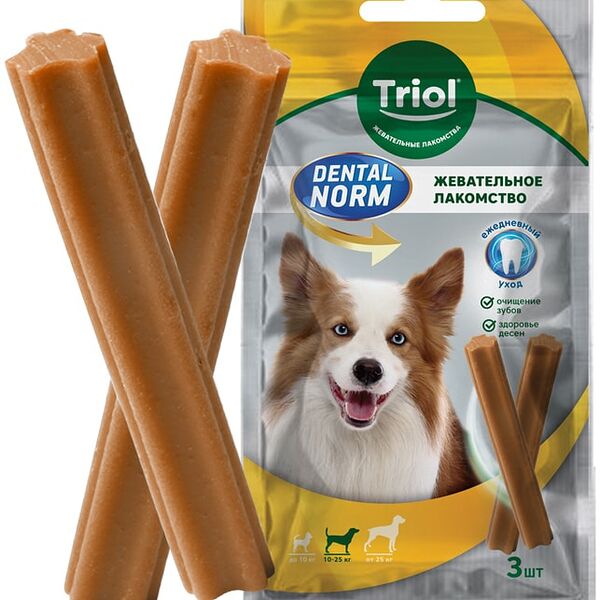 Лакомство для собак средних пород Тriol Dental Norm Палочки жевательные 3шт 75г