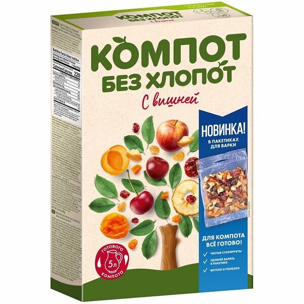 Смесь для приготовления компота Увелка Компот без хлопот с вишней 4*60г