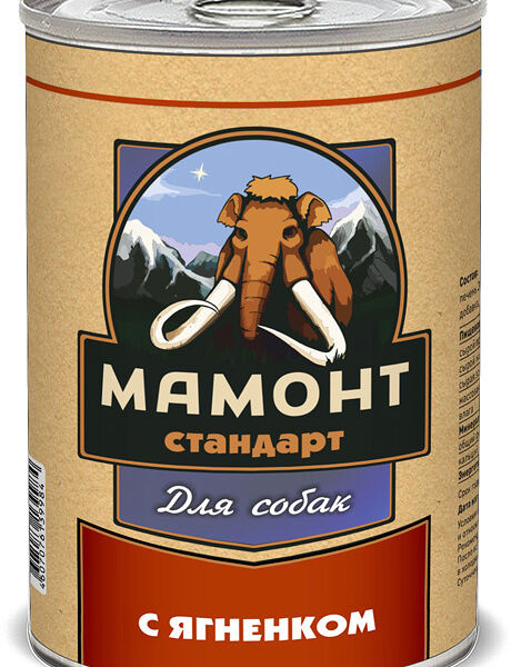Мамонт Стандарт Ягненок для собак консервы 0,97 кг