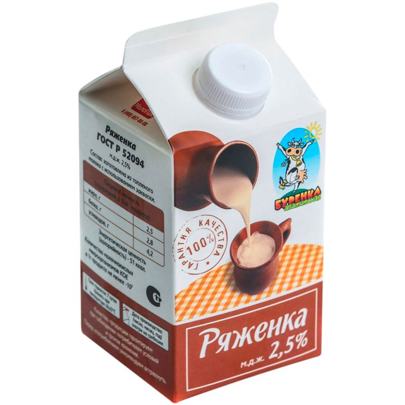 

Ряженка Апатитская Буренка питьевая кисломолочная 2.5%
