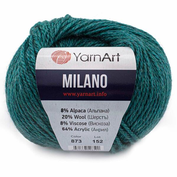 Пряжа YarnArt 'Milano' 50гр 130м (8% альпака, 20% шерсть, 8% вискоза, 64% акрил)(873 темная бирюза),шт