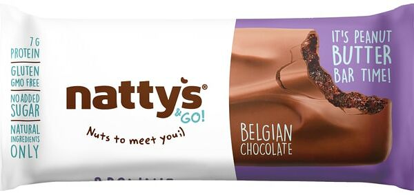 Шоколадный батончик Nattys&Go Brownie в молочном шоколаде с арахисовой пастой и какао 45г
