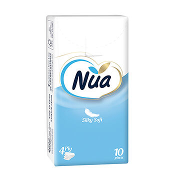 Платочки бумажные четырёхслойные, Nua, 10 пачек*10 листов, Турция