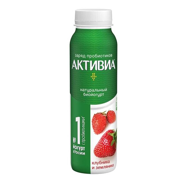 Биойогурт питьевой АКТИБИО клубника, земляника 1,5%, без змж, 260г