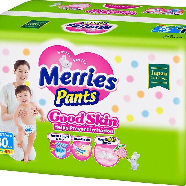 Трусики-подгузники Merries Good Skin L 9-14 кг, 30 шт.