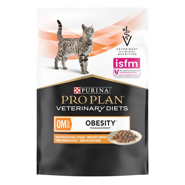 Корм консервированный для взрослых кошек PURINA PRO PLAN Veterinary Diets OM St/Ox Курица, при ожирении