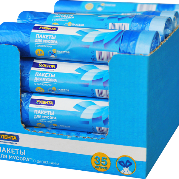 Пакет для мусора с завязками ЛЕНТА 35л 50х60см, 20шт