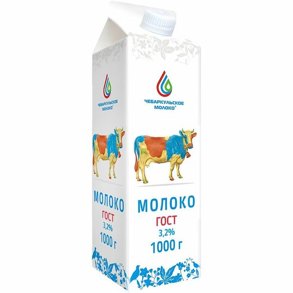 Молоко Чебаркульский Молзавод Российское пастеризованное 3.2% 1000г