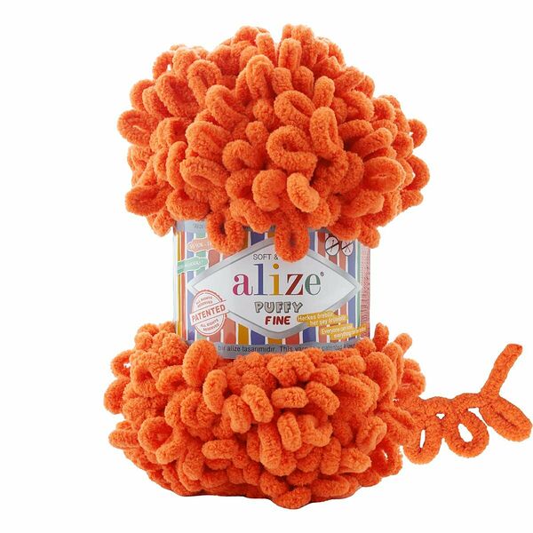 Пряжа Alize 'Puffy Fine' 100г 14м (100% микрополиэстер)(6 апельсиновый)