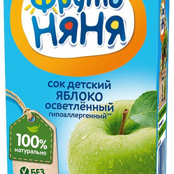 Сок детский Фрутоняня яблоко осветленный, без сахара с 4 месяцев