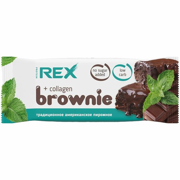 Батончик протеиновый Protein Rex пирожное Brownie мята