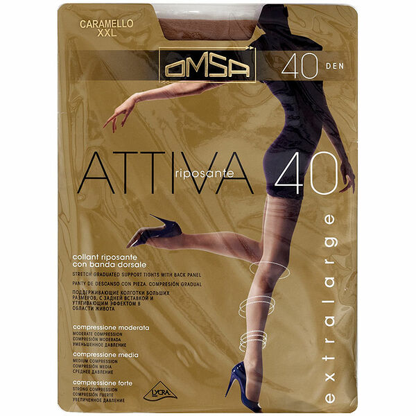 Колготки женские Omsa Attiva Riposante цвет Caramello 40 ден размер XXL