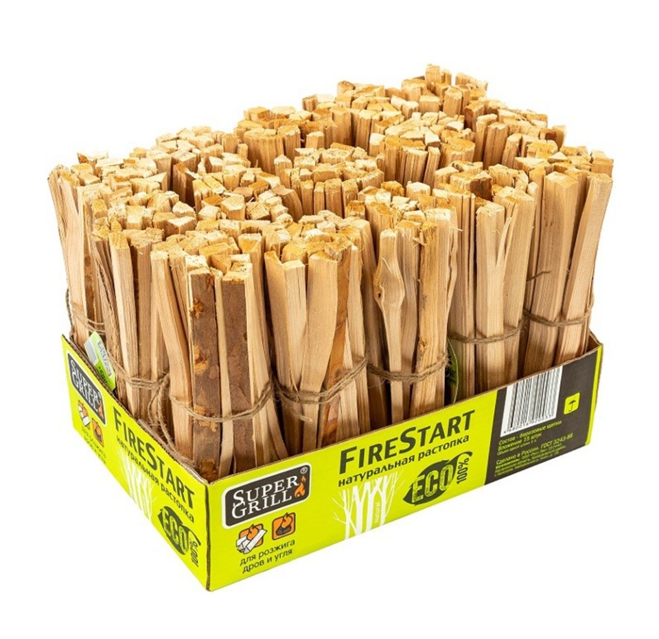 

Щепа берёзовая натуральная для розжига дров и угля, Super Grill, 1 пучок, Россия