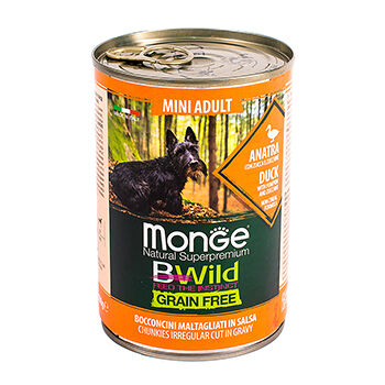 Monge BWild Grain free Mini консервы из утки с тыквой и кабачками для собак 