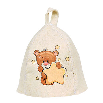 Шапка для бани и сауны «Мишка» детская из войлока, Hot Pot, 1 шт., Россия