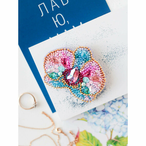 АД-212 Набор для вышивания бисером украшения на натуральном художественном холсте 'Орхидея' 6,7*5,3см