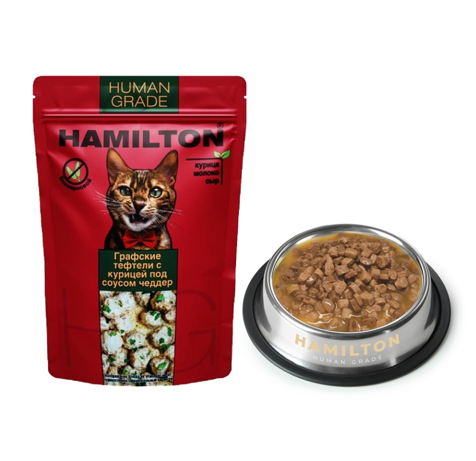 

Корм влажный для кошек Hamilton полнорационный графские тефтели под соусом чеддер 85 г