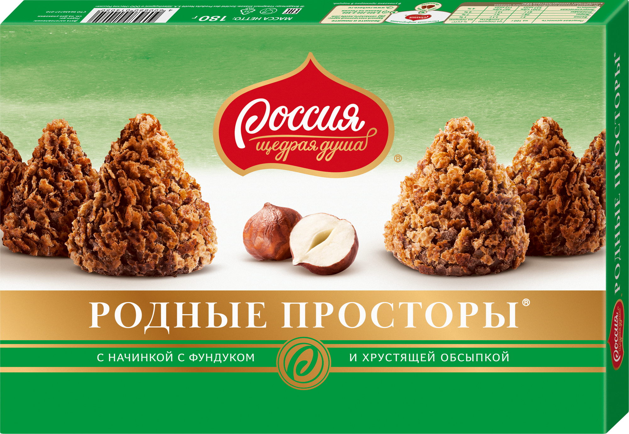 

Конфеты Родные просторы с фундуком