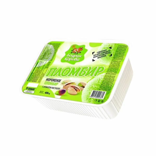 Пломбир Бодрая корова с ароматом фисташки, 400г