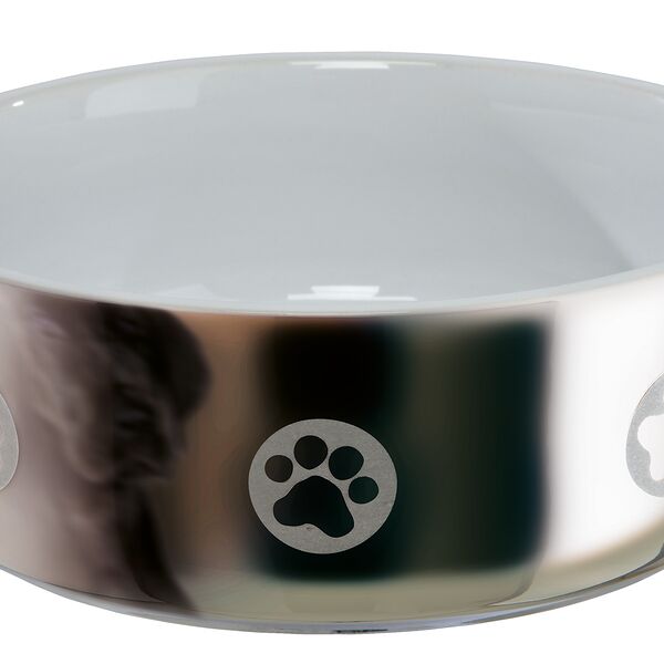 Миска керамическая с рисунком, 0,3 л/? 12 см, серебряный/белый