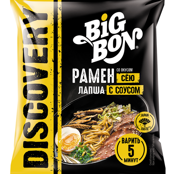 Лапша быстрого приготовления Big Bon Рамен Сёю с соусом