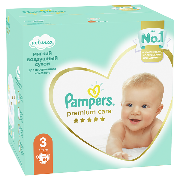 PAMPERS Подгузники Premium Care Midi (6-10 кг) Мега Упаковка 114