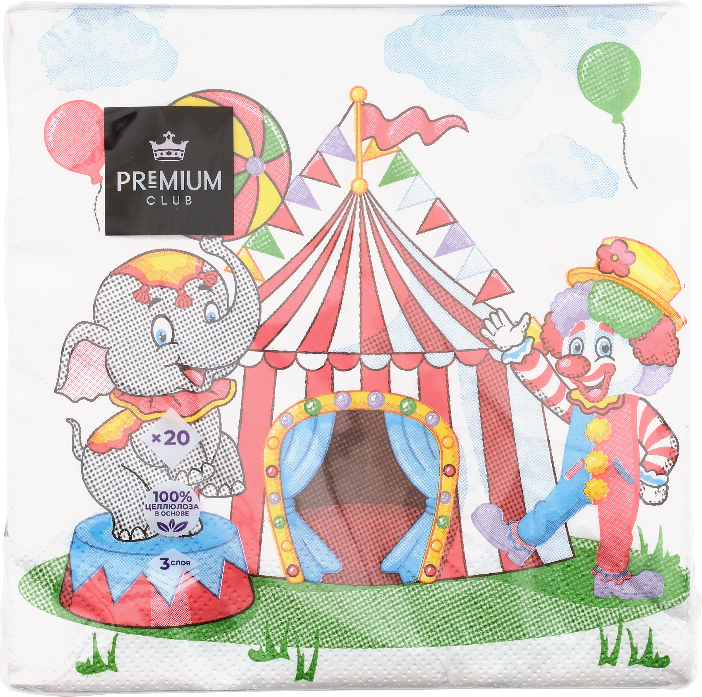 

Салфетки бумажные PREMIUM CLUB Сладости 3-слоя 33х33см, 20шт