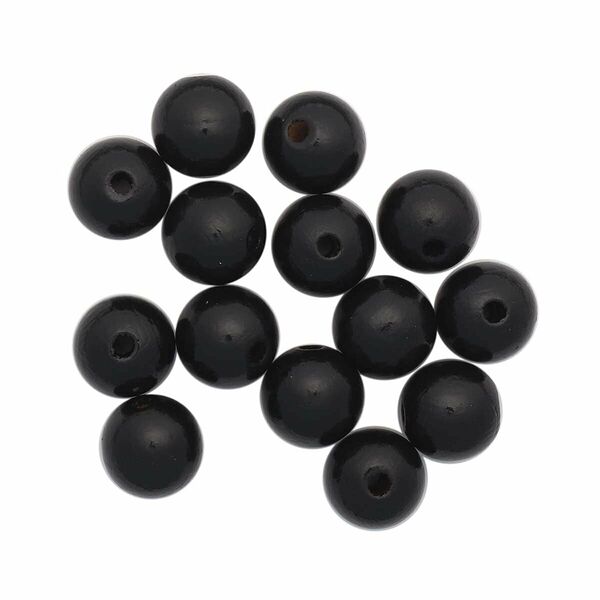 61656008 Бусины дерево,черный ,15мм,14шт.