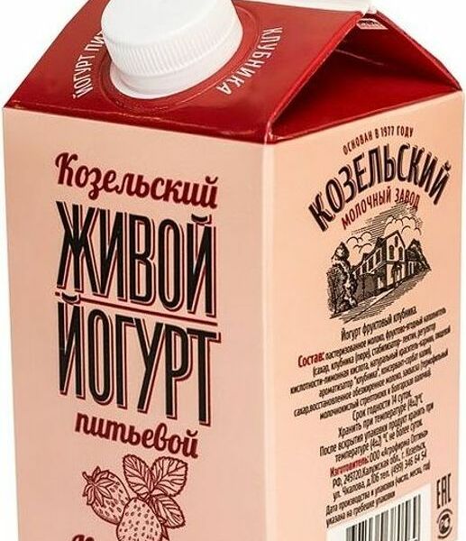 Йогурт живой питьевой Козельский Клубника 2,5%
