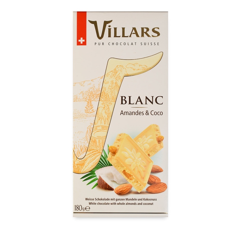 

Шоколад белый Villars с миндалем и кокосом 180 г