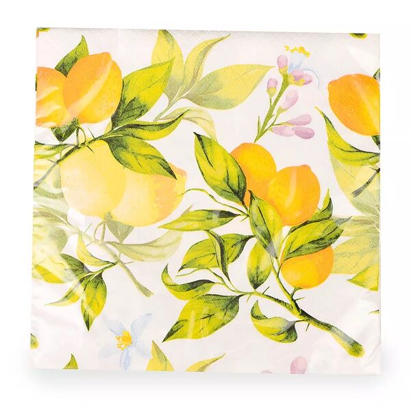 Салфетки одноразовые Лимон 33х33см, 3слойные, 20 шт в упаковке Россия